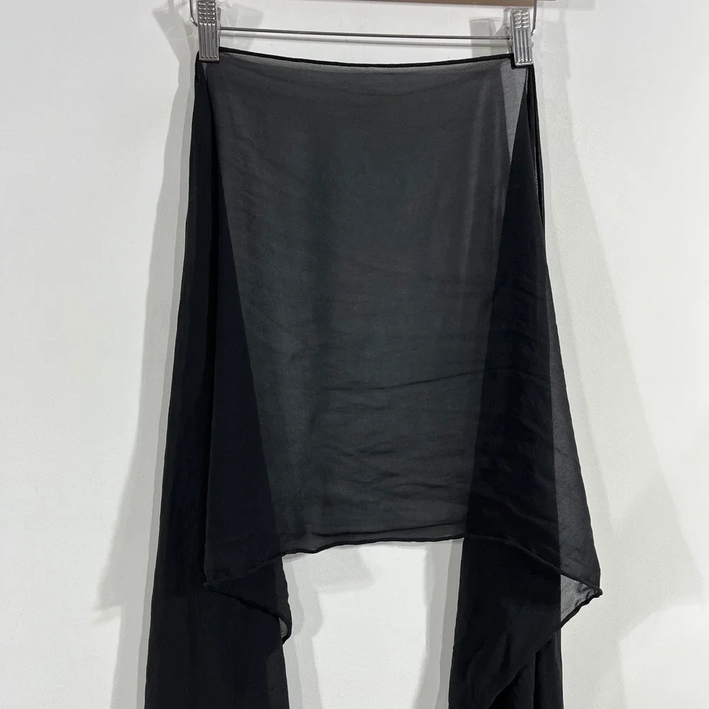 Casual Corner VTG 90s Fairy Grunge 100% Silk Sheer Chiffon Scarf Shawl Fringe